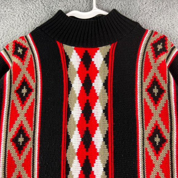 Vintage Clifton Place Mens Size L  Aztec Design Mock Neck - Picture 2 of 9